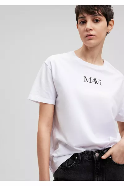 Weißes T-Shirt mit Logodruck Regular Fit / Regular Cut 