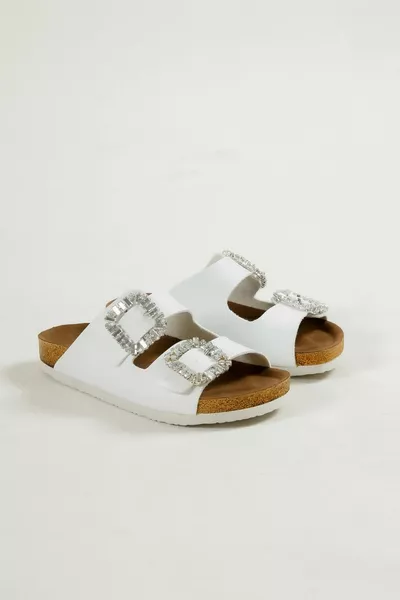 إلياذة شباشب بيضاء مزدوجة المشبك للمرأة