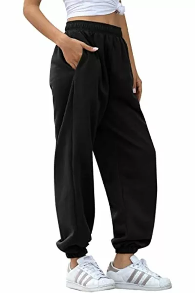 أسود رث المرأة سويت شيرت قيعان