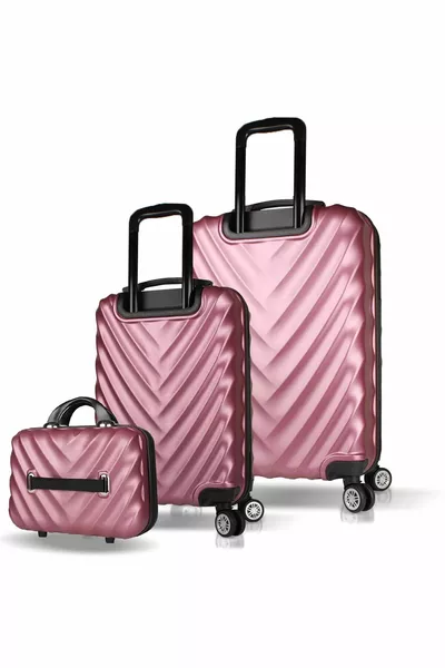 Lotus Abs Cabin Medium E Trucco Formato Rose Set di valigie da 3 pezzi