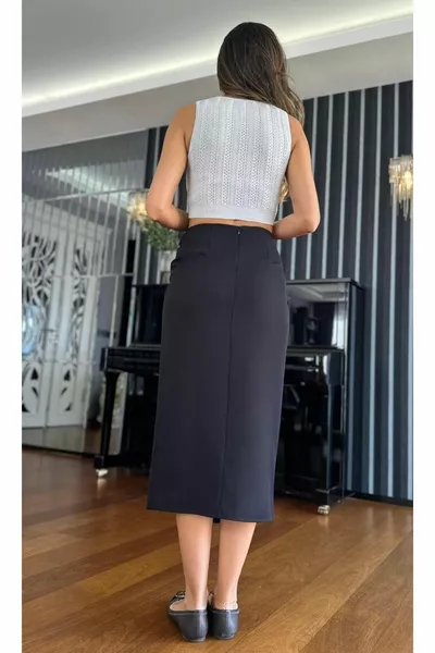 تنورة ملفوفة مفصلة بالقوس الأسود