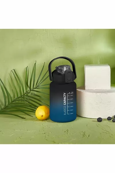 1 لتر - بريلا  مل أزرق - قارورة تحفيزية زرقاء مع قش أسود