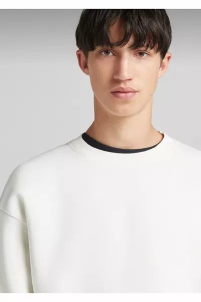 Sweat-shirt unisexe à col rond oversize en coton blanc