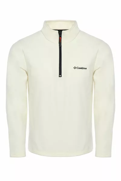 Men's Fleece Ecru Color Half Zipper Bato Collar Outdoor Fleece