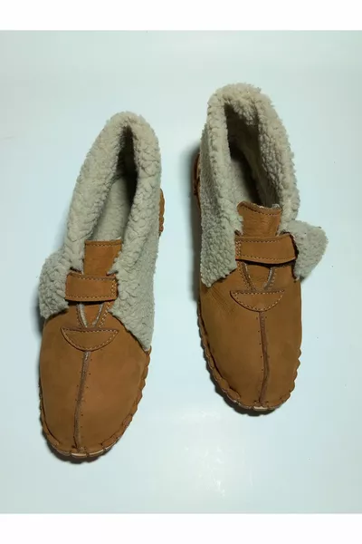 أحذية بندول جلدية شتوية من Velcro Pantduf يمكن ارتداؤها في المنزل وفي الداخل والخارج