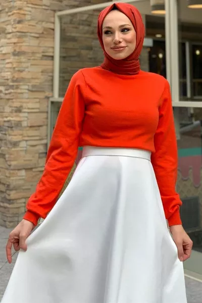 ماكسي كريب كيلوش تنورة بيضاء