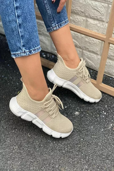 نسائي بيج محبوك أحذية رياضية