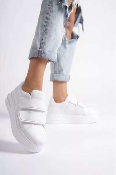 بيلامي وايت ماتي جلد فيلكرو نسائي سنيكرز