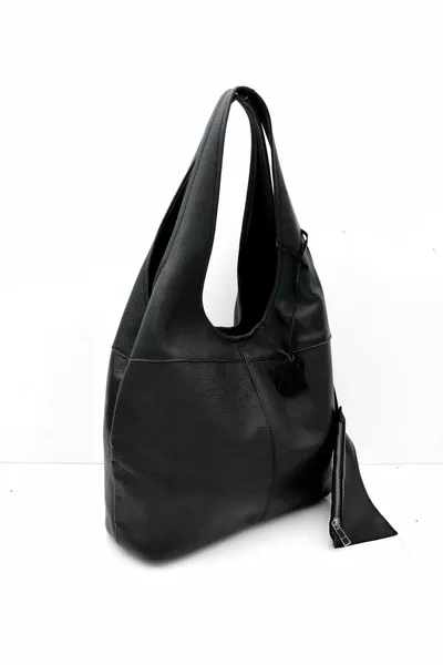 راندي جلد طبيعي حقيبة كتف سوداء