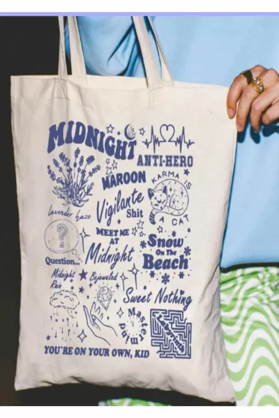 Taylor Swift Midnights Maroon Anti Hero Tote Bag Bez Çanta