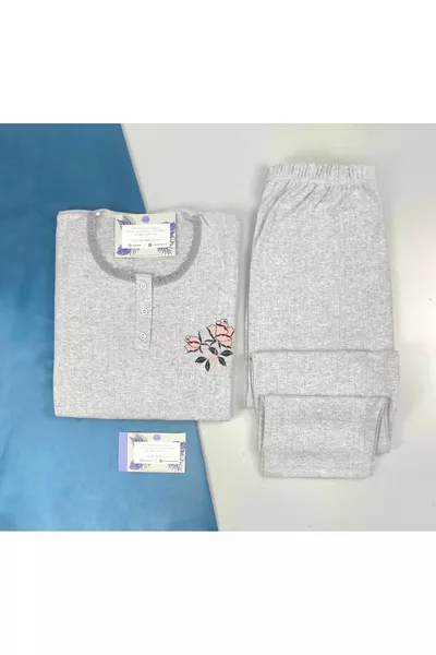 نمط واسع الشتاء بالإضافة إلى حجم مسحوق رمادي أمي بيجامة مجموعة