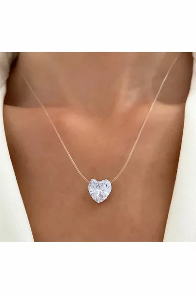 Women's Silver Heart Zircon Ghost Necklace