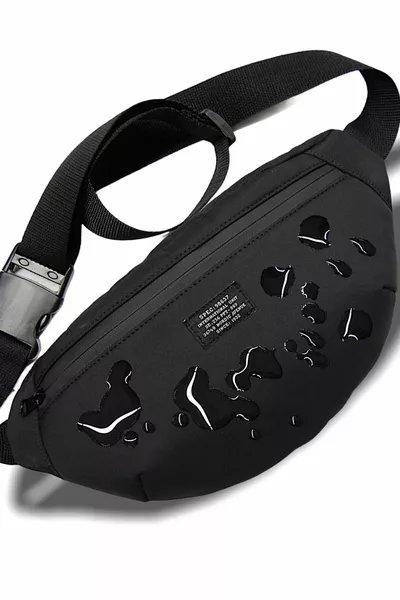 Unisex Black Winter Waterproof Fabric Featured Waist And Shoulder Bag