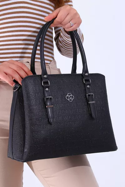  Portafoglio Goffrato Combinato Donna Borsa A Mano E Tracolla Nero