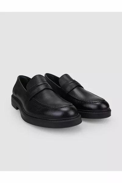 Herren-Loafer aus  % echtem Leder mit schwarzem Gürtel und Detail