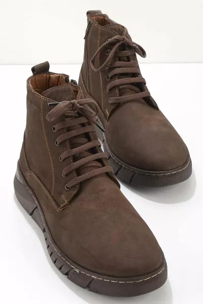 Кофе Нубук Натуральная кожа Мужские ботинки и ботинки 