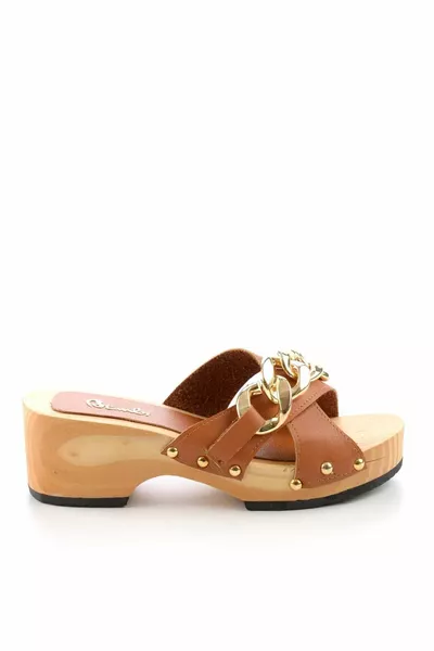 Кафяви дамски чехли 