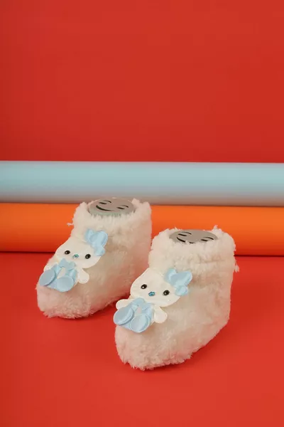 Unisex Baby Newborn Baby Detailed Comfortable Dressed Booties Pantsy Shoes Suitable For Sensitive Skin