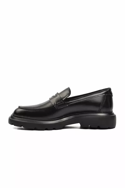  Black Opening Genuine Leather Men's Loafer Shoes