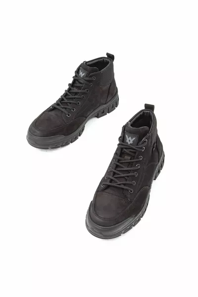 Мужские черные нубук из натуральной кожи повседневные сапоги