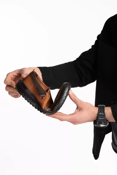  Модел лятна беседка от естествена кожа Tan Nubuck Развързан