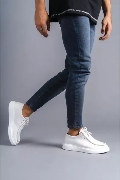 Tornado Lace-Up Skin Men's Casual Sport Classic Shoes BT White