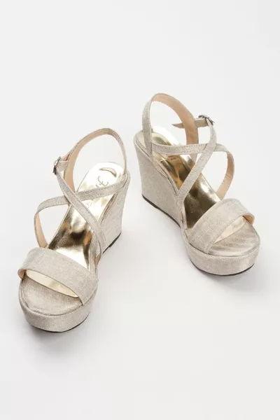 Women's Special Glitter Material Padded Heels Evening Dresses