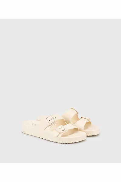 Havana Mate Eva Cream Double Buckle Pantoufles pour femmes