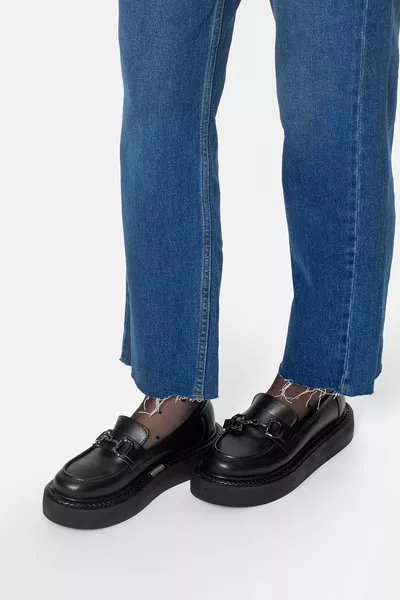 Балетки с мокасини с висока подметка с катарама