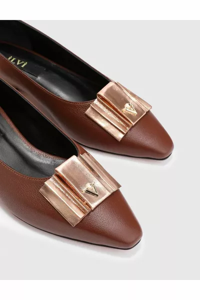 Jobke Bottes Ballerines Tan Femme en cuir véritable beige