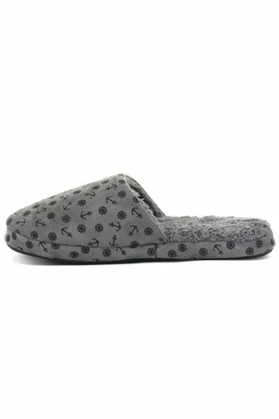 Pantoufles de maison pour hommes Motif d’ancre confortable Pantoufles d’hiver Soft Fury