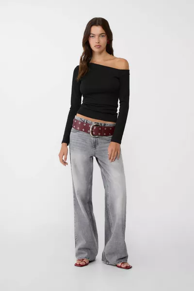 T-Shirt mit asymmetrischem Kragen