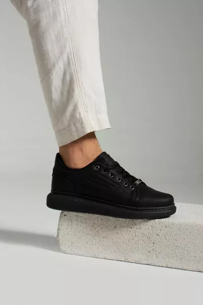  أسود اللون الأسود وحيد الدانتيل متابعة عارضة أحذية رياضية للرجال