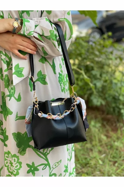 Дамски 2 пакета шал верижка аксесоар мека кожа с 3 отделения за ръка и чанта през рамо