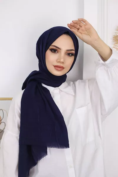 Hijab Damen Bambus Crack Schal Marineblau