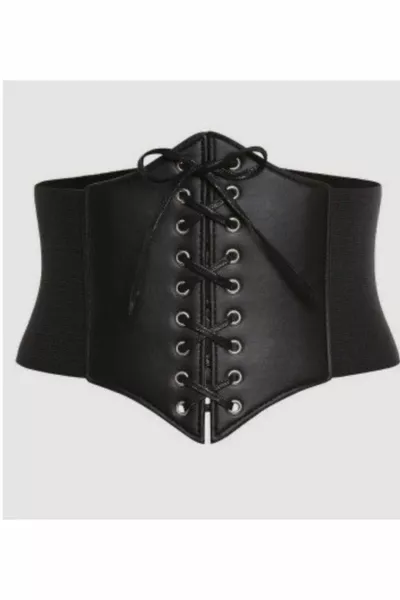 Cintura corsetto nera elasticizzata da donna con lacci