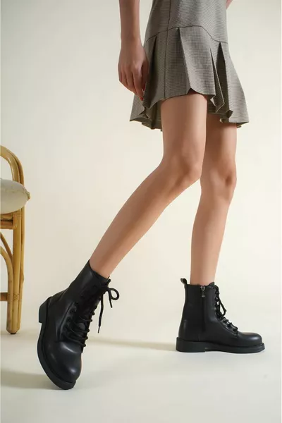 Stivali postali stringati Hilary da donna - Pelle nera