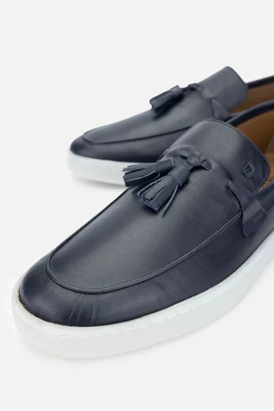 فيفيان للرجال الأزرق الداكن أحذية جلد طبيعي المتسكع