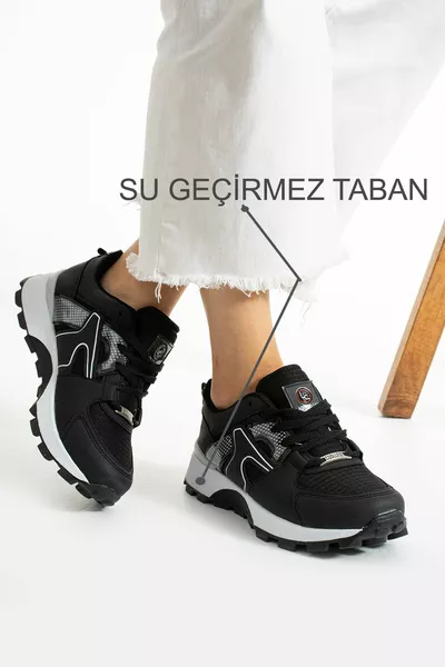 Black & White Comfortable Sole Waterproof Sneakers