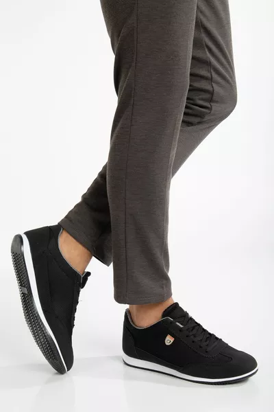 Men's Black and White Lace-Up Casual Casual Comfortable Lightweight Soft Sole Mesh Sneaker Sneakers