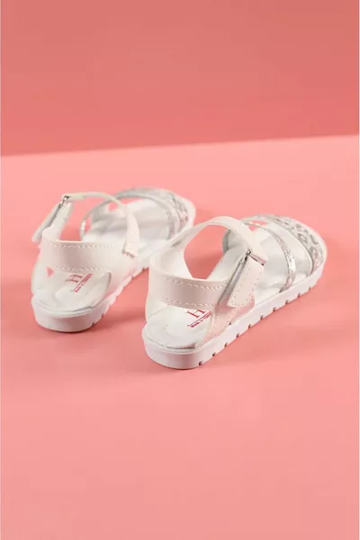 Ceinture de cheville blanche sangle sandales brillantes filles