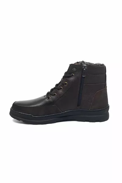 Triple % cuir véritable bottes d’hiver décontractées en fourrure d’incrustation confortables pour hommes