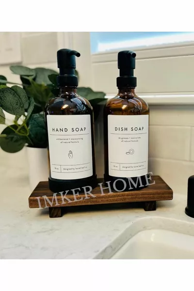 Decorativo in legno Stand Presentation Board Cucina Organizer Sauce Pot Oil Holder Base di sapone liquido