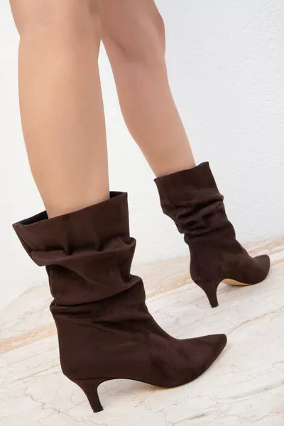 Coffee Suede Bottines Femme & Bootie 