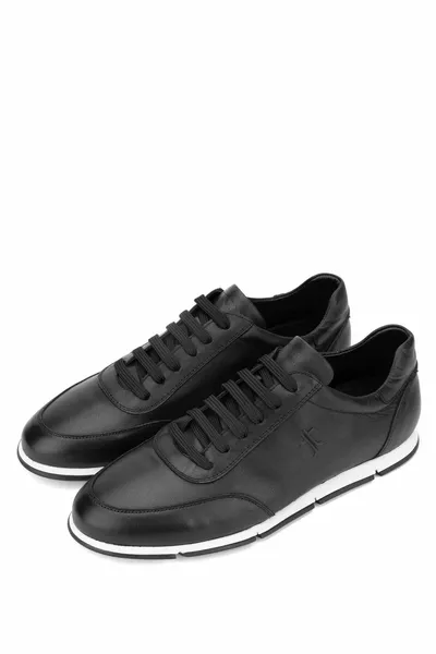 الرجال جلد طبيعي أسود الجلود أحذية عارضة