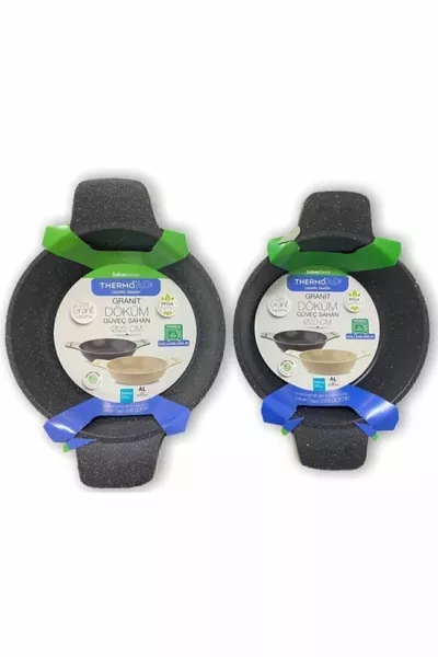 2 Piece Casserole Sahan Set Granite Cast Iron Pan Set cm cm