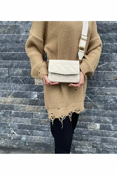 المرأة كريم مبطن حقيبة الكتف الصليب مع حزام العمود قابل للتعديل