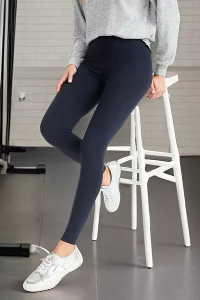 Legging Femme Taille Haute Coton Lycra Non-Visible Marine