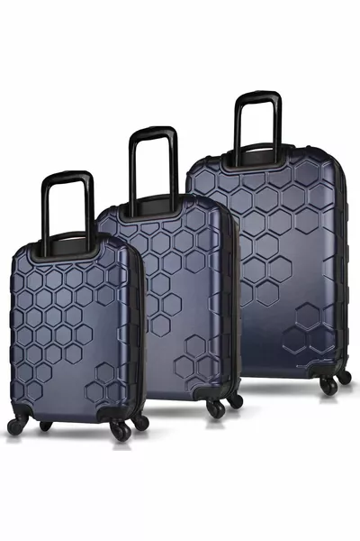Honey Abs Cabin Set di valigie da 3 pezzi blu navy di medie e grandi dimensioni