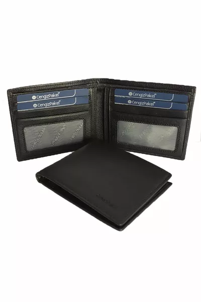 محفظة جلد طبيعي للرجال  أسود